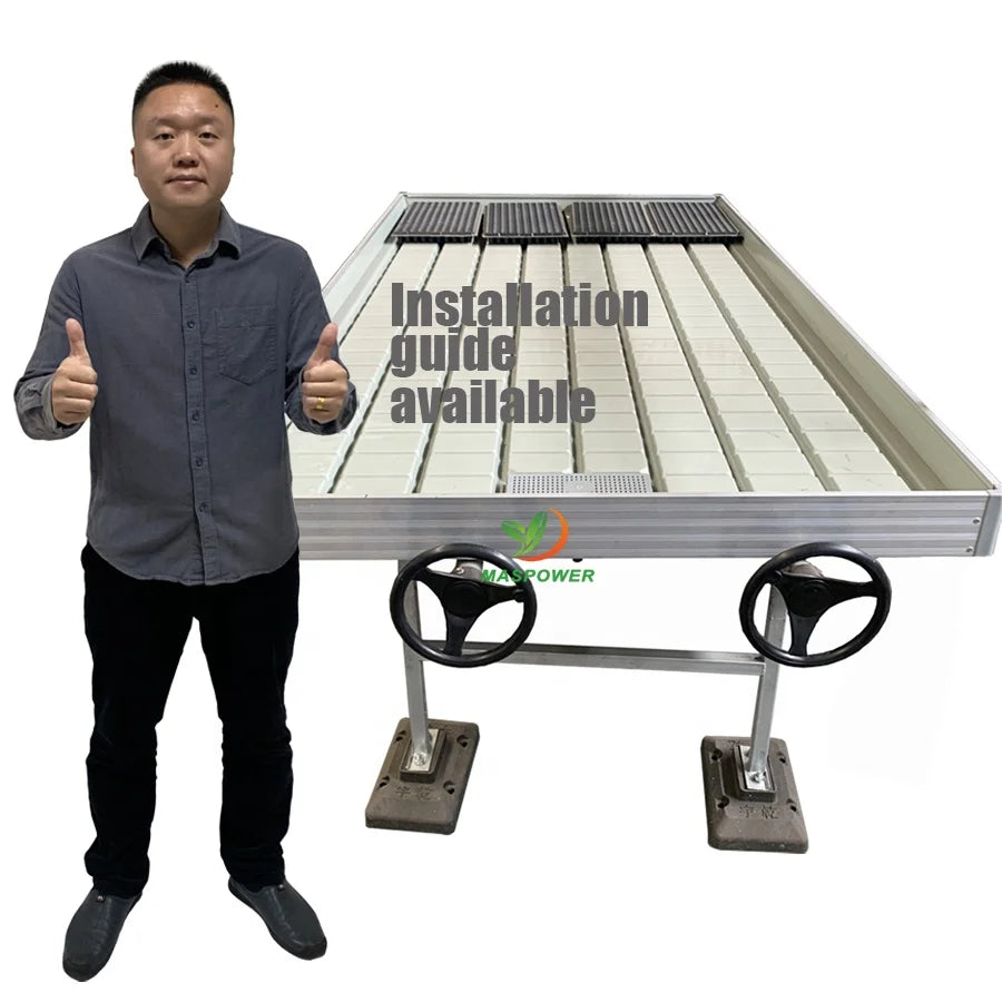 Rolling Movable Hydroponic Abs Ebb 4*8 Flood Tables and Flow Trays Rolling Double Layer 5x5 4x12 for Lattuce Grow System Sale