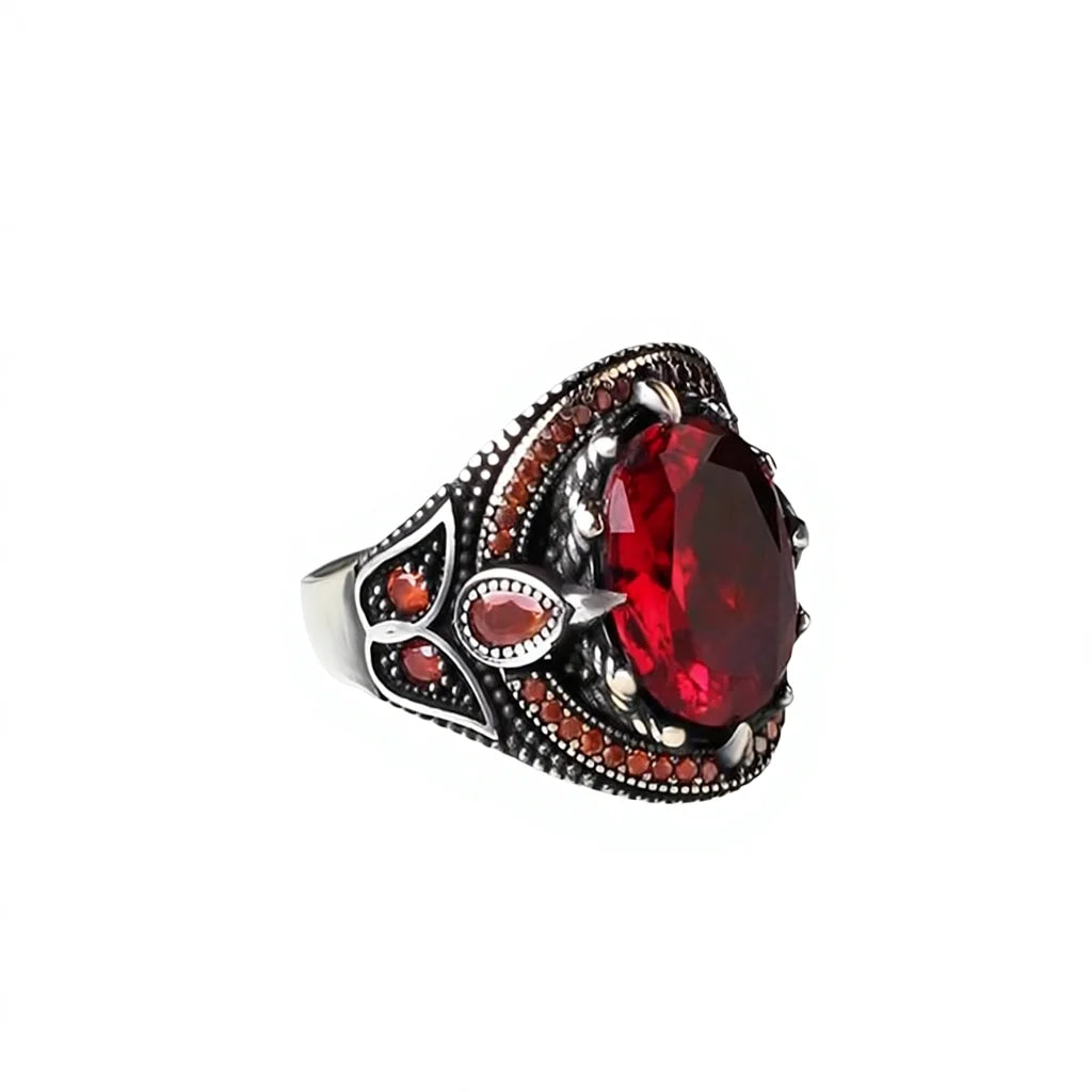 Wholesale Azuris VALKH1089 925 Sterling Silver Ottoman Style Men's Ring Naturel Stone Agate Handmade Turkey