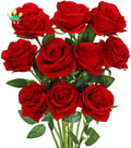Realistic Touch Silk Red Roses Single Flower Long Stem Bouquets for Wedding and Graduation Artificial Realistic Blossom Roses
