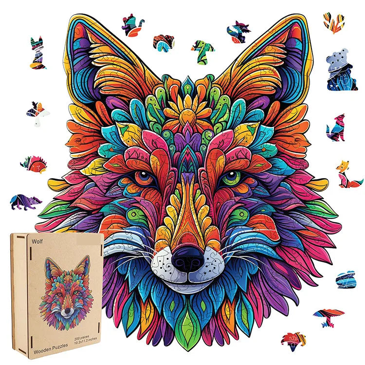 Wolf Wooden Jigsaw Puzzles for Adults Unique Shape Animal Adult Puzzles Irregular Wood Puzzles Best Gift