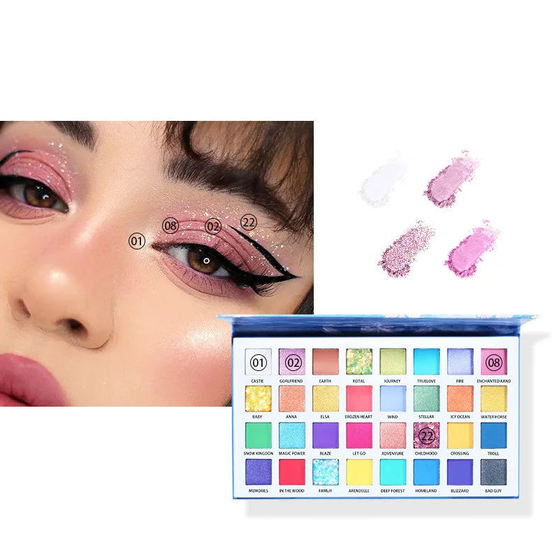 32 Color Matte Shimmer Eyeshadow Palette  Label Makeup Glitter High Pigmented Sequin Eyeshadow