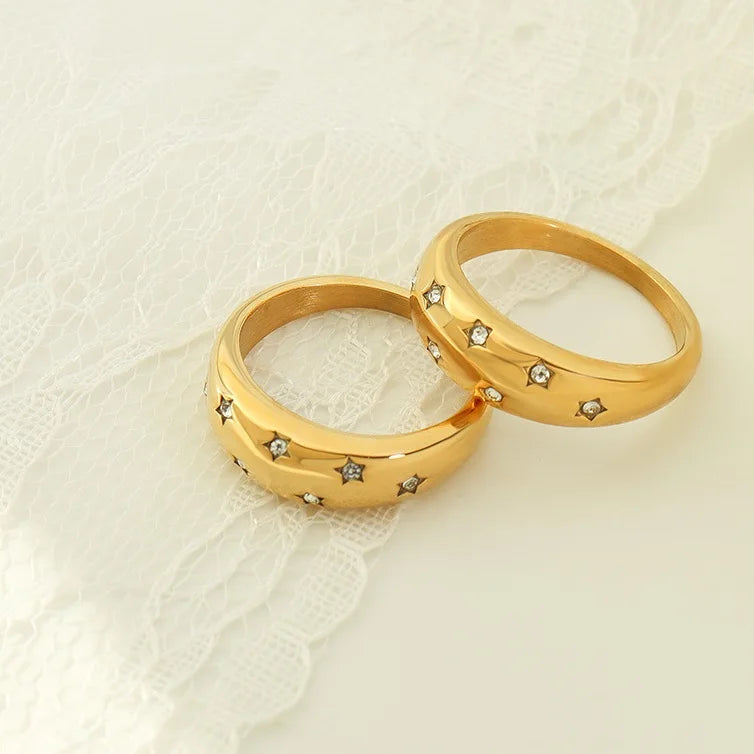 Dropshipping Fashion High Quality Women Diamond Zircon Stainless Ring Gold Plated Anillos De Oro