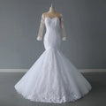 AL1292 2025 New White Lace Mermaid Tail Vintage Princess Beaded Long Sleeves Mermaid Sweetheart Lace Wedding Dress