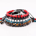Small Cube Natural Stone Hematite Beads Macrame Adjustable Women Wrap Bracelet