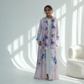 2026 Ramadan Eid Chiffon & Satin Printed Abaya with Hijab Muslim Open Abaya Dubai Wholesale Islamic Clothing Women Muslim Dress