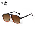 ADE WU STY3500N Retro Casual Pilot Sun Glasses Men Driving Half Square Frame Metal Sunglasses Women Fashion Double Bridge Shades