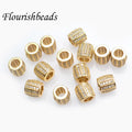 Gold Plating CZ Paved 7x7mm Tube Shape Brass Metal Spacer Beads for Diy Jewelry Making Accessories