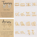 Fashion Gold Silver Plated Charm Astrology 12 Constellations Women Horoscope Zodiac Sign Stud Earring Jewelry