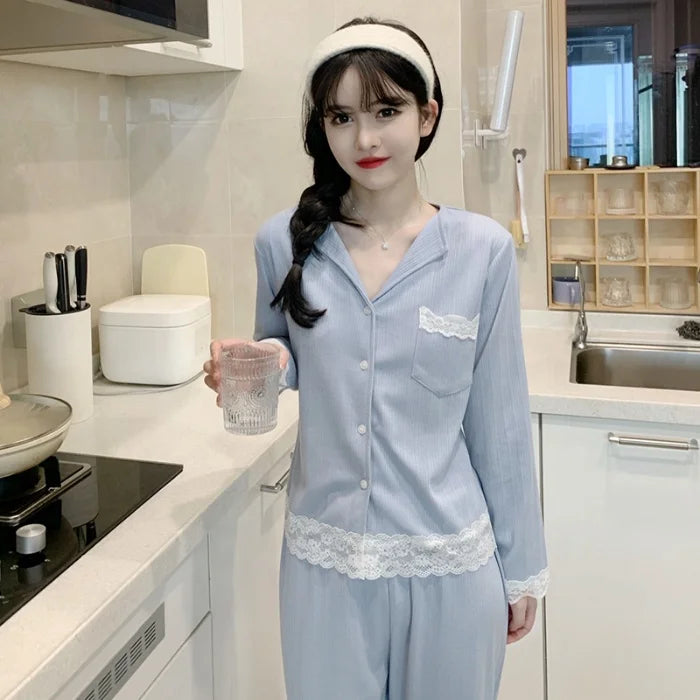 Cotton Pajamas Pijamas Mujer Pyjamas Pj Sets Long Sleeve Women Sleepwear Spring Autumn Nighty Night Suits for Womens