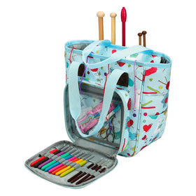 Knitting Bag for Yarn Storage High Capacity Yarn Totes Organizer with Inner Divider Portable