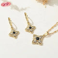 Hengdian 18K Gold Plated Brass  Fashion Jewelry Set Elegant Earrings and Necklaces with Zircon for Party Wedding Gifts