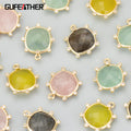 MD77 18K Gold Plated Copper Natural Stone Handmade Brass Jewelry Accessories-4pcs/lot DIY Pendants Making Findings Charms