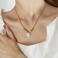 Advanced Acrylic Heart Shaped Pendant Stainless Steel Beaded Zircon Necklace Fashionable Luxury for Women Romantic Wedding