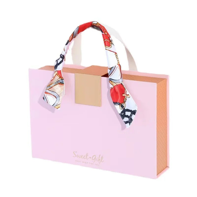 Wholesale Luxury Customized Wedding Dress Packaging Box Large Rigid Cardboard Portable Valentine's Day Gift Box With Handle
