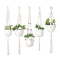 Hot Sale 42\" Handmade Macrame Plant Hanger 4-Legged Hanging Basket Stand for Home and Garden Decorative Flower Pot Holder