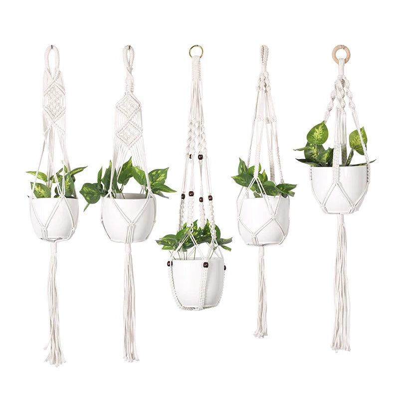 Hot Sale 42\" Handmade Macrame Plant Hanger 4-Legged Hanging Basket Stand for Home and Garden Decorative Flower Pot Holder