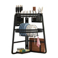 Stainless Steel Black Multi-function Layer Dish Drainer Holder Kitchen Dish Drying Sink Rack Storage Bowl Organizer
