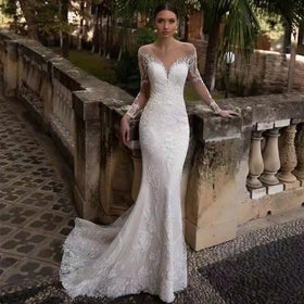 S7919F 2025 New Lace Sexy Back -tail Slim Body Is Thin Deep Elegant Sexy Party Dresses Women Wedding