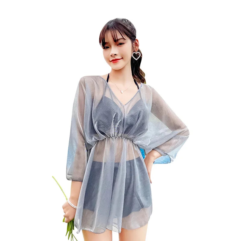 10% New Conservative Split Three-piece Beach Blouse Women's Swimsuit European and American Bikini Hot Spring Swimwear