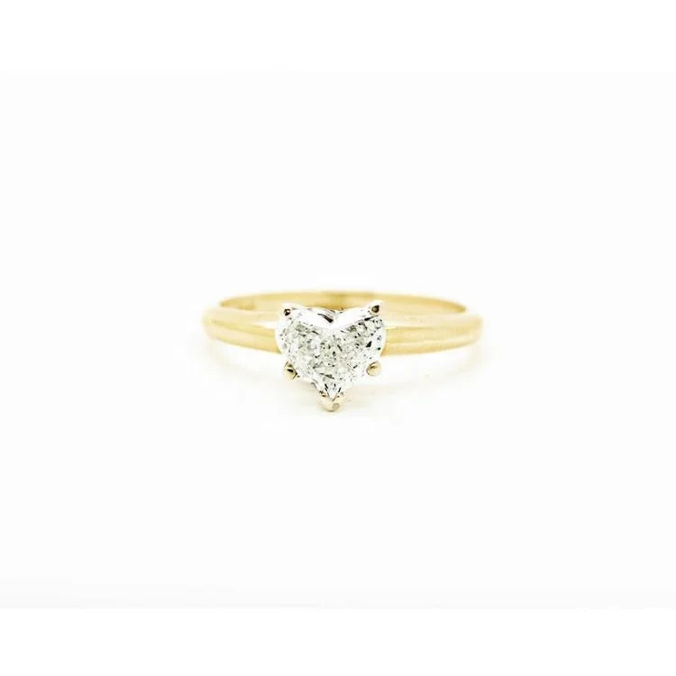 1.0 Carat Heart Cut Lab Grown Diamond Solitaire Engagement Wedding Ring in 18k Gold for Anniversary and Gift IGI Certified