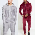 Latest Winter Velvet Sweat Pants Set Hoodie Two Piece Velour Tracksuits Men