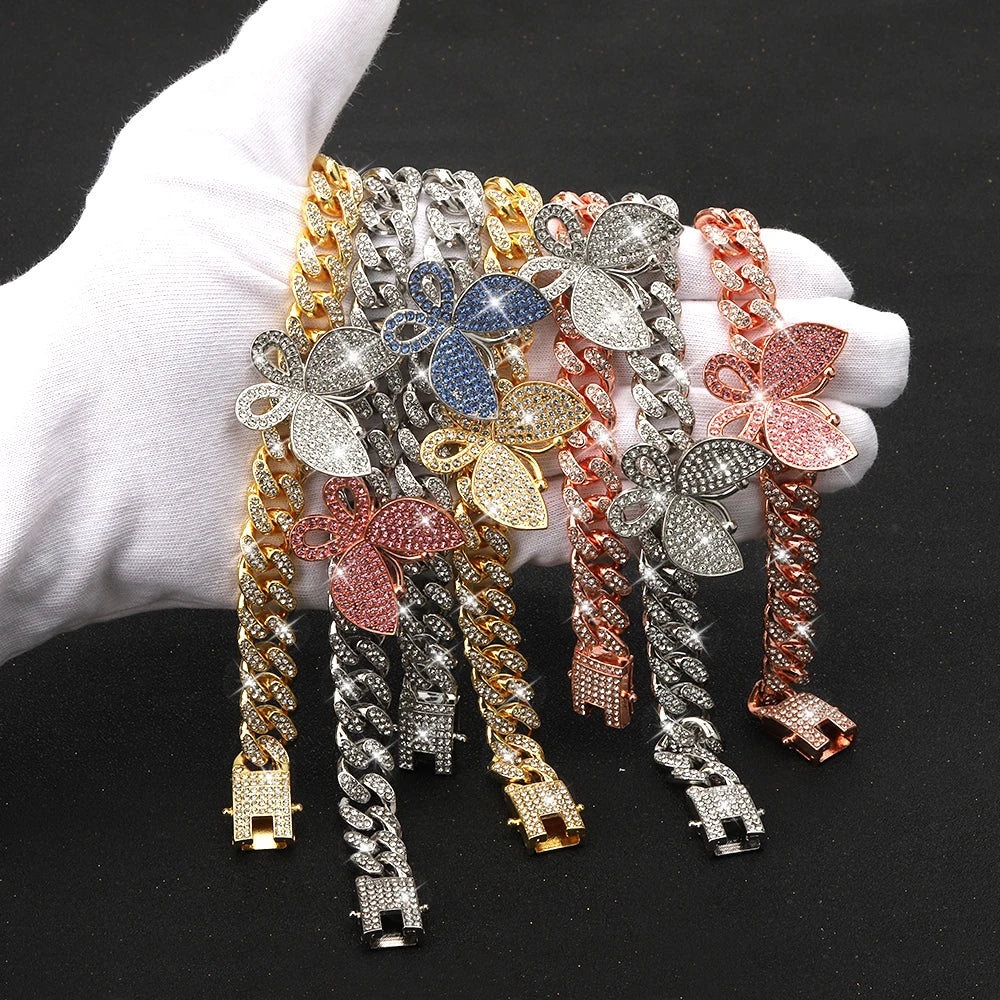 Custom Luxury Cubic Zirconia Cuban Link Anklets 18K Gold Plated CZ Stainless Steel Fine Jewelry Unisex Fashion Hip Hop Jingeer