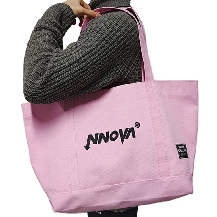 Cotton Shopping Canvas Tote Bag Foldable Canvas Reusable Beach Shopping Bag with Custom Printed logo