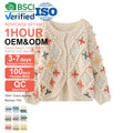 Custom Logo Oversized Knitted Embroidery Partial Knitting Craft Women's Sweater Hand Crochet Sweater