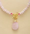 High-End Handmade Rose Quartz Beads Waterdrop Pendant Elegant Short Chokers Necklaces Healing Crystal Jewellery Weddings Gifts