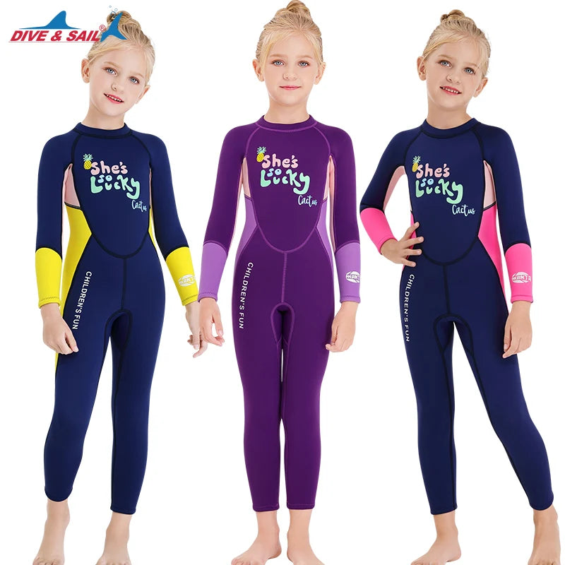 New Design Girls Wetsuits 2.5MM Diving Suit Neoprene Children Swimming Suit Swimwear Keep Warm Kids Snorkeling Surfing Wetsuit
