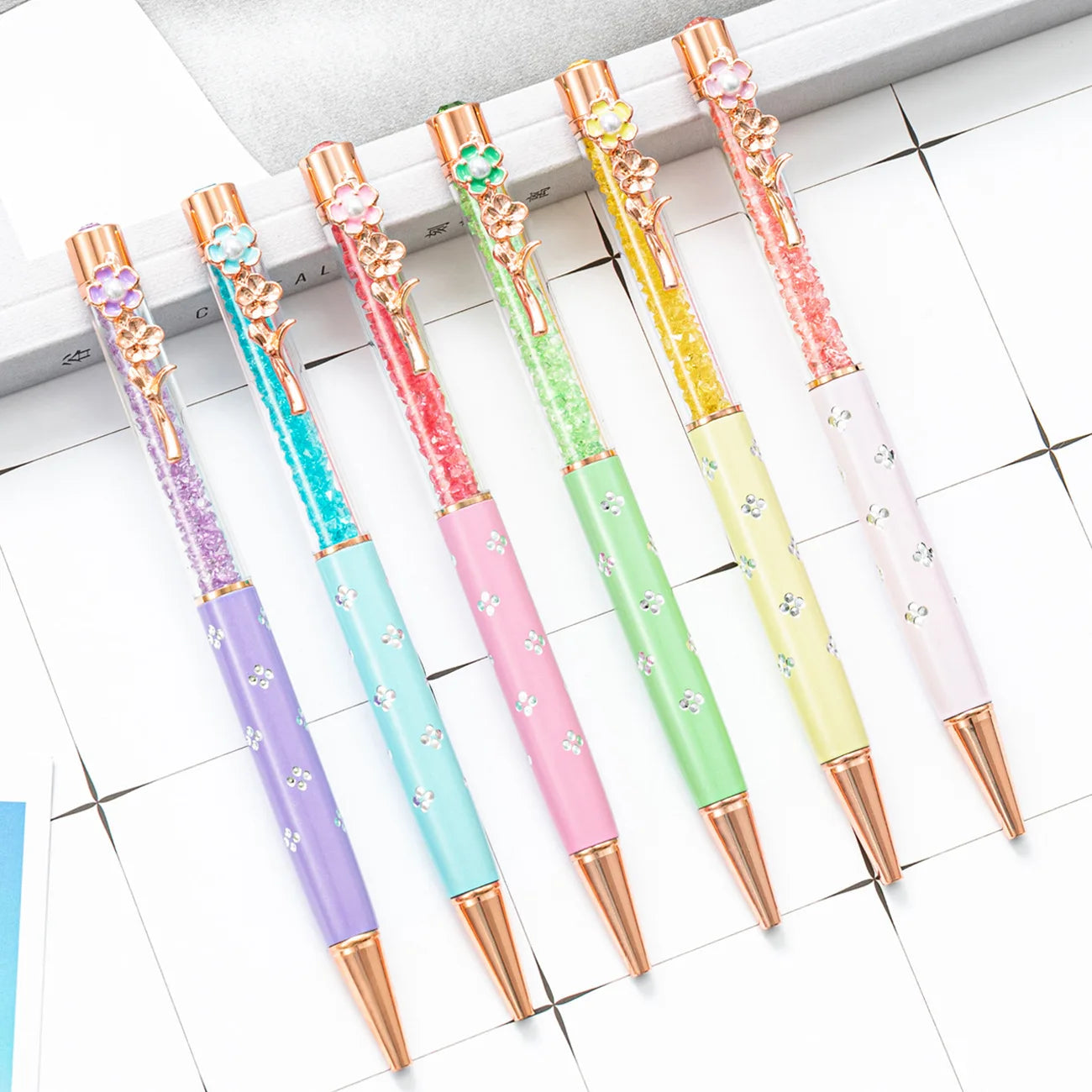 Crystal Metal Ballpoint Pen Multi Color Kawaii Crystal Writing Pen School Supplies Office Signature Creative Fashion Gift Pen