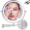 9-Inch Modern LED Wall Mounted Shaving Mirror 10X Magnification 360 Degree Rotation Smart Lighting Rechargeable Make-up Mirror
