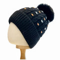 Custom logo Winter Beanie Hat Trend Keep Warm Pompom Jacquard Knitted Hat for Women