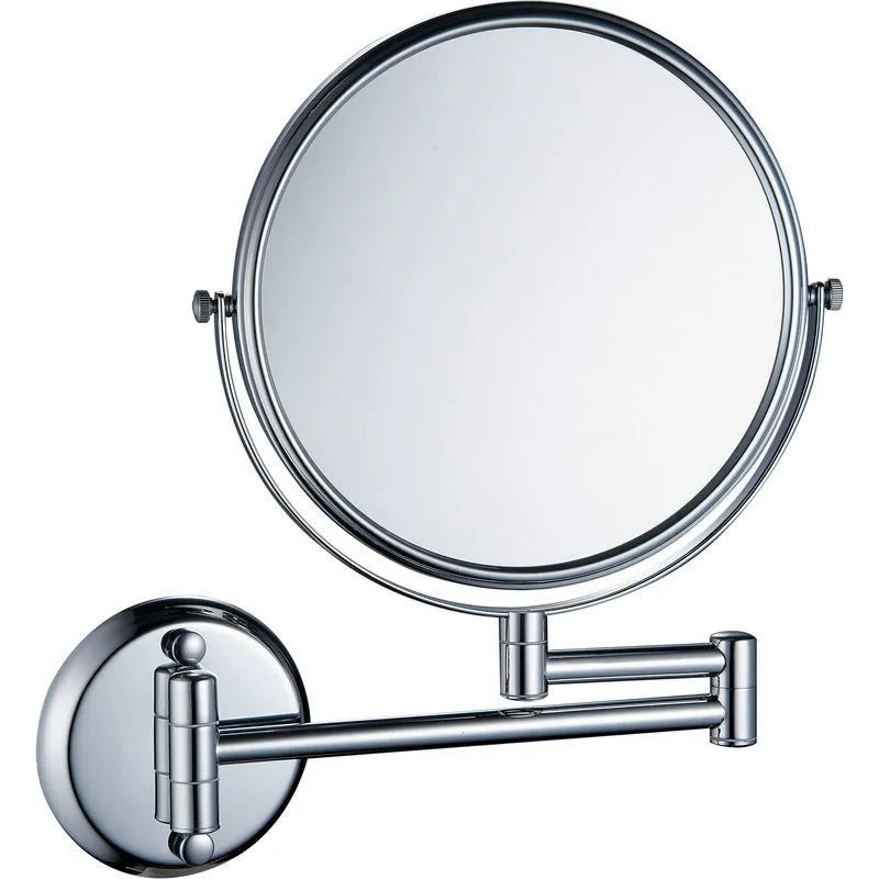 WONDER Modern Hotel Bathroom Double-Sided Round Wall-Mounted Folding 3X Magnifying Lighted Chrome Makeup Mirror 1 Year Warranty