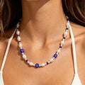 Original Design Evil Eyes Pearl Beaded Necklace for Women Handmade Jewelry