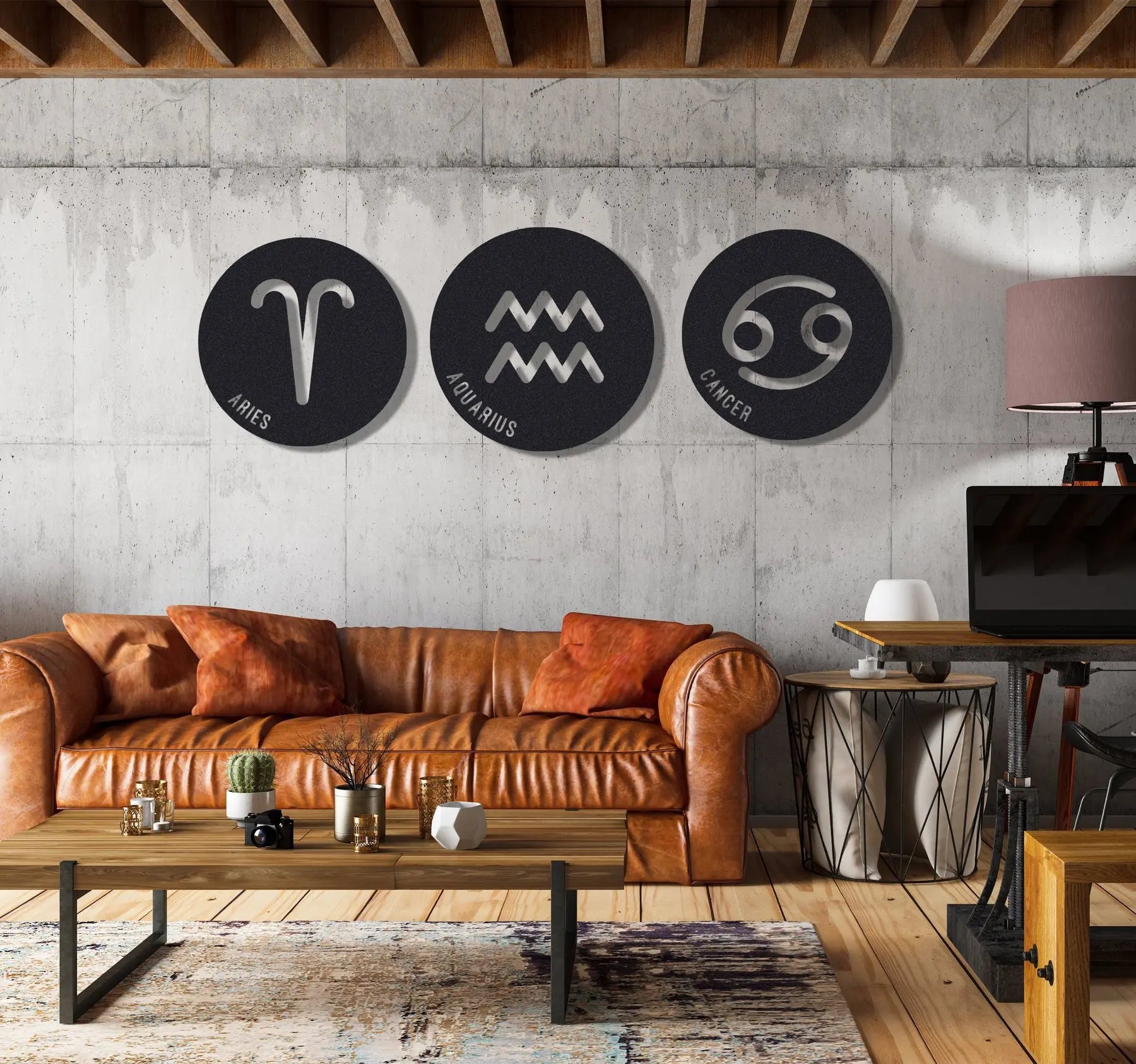 Wall Iron Art 12 Zodiac Art Wall Decoration Home Wall Laser Arts and Crafts Room Pendant
