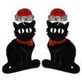 2024 Gothic Black Cat Christmas Hat Sequins Scary Creepy Acrylic Earrings for Women