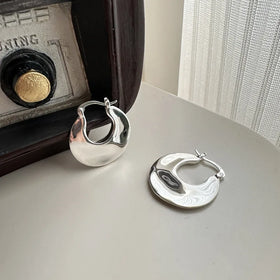 Fine Jewelry Hypoallergenic 925 Sterling Silver Flat Hoop Earring for Women