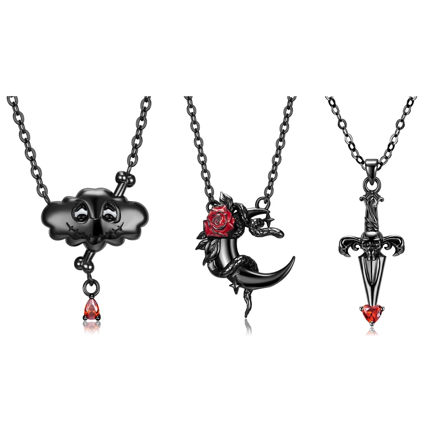 Rose Snake and Moon Necklaces 925 Sterling Silver Dark Clouds Pendant Necklace for Women Jewelry Making Link Chain Necklaces