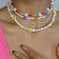 Bohemia Style Jewelry Colorful Glass Beads Pearl Choker Necklace Flower Butterfly Smile Face Beach  Handmade Clavicle Chain
