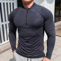 Men's 1/4 Zip Pullover Quarter Zip Fitted Running Shirt Long Sleeve Gym Quick Dry Lightweight Workout Shirts