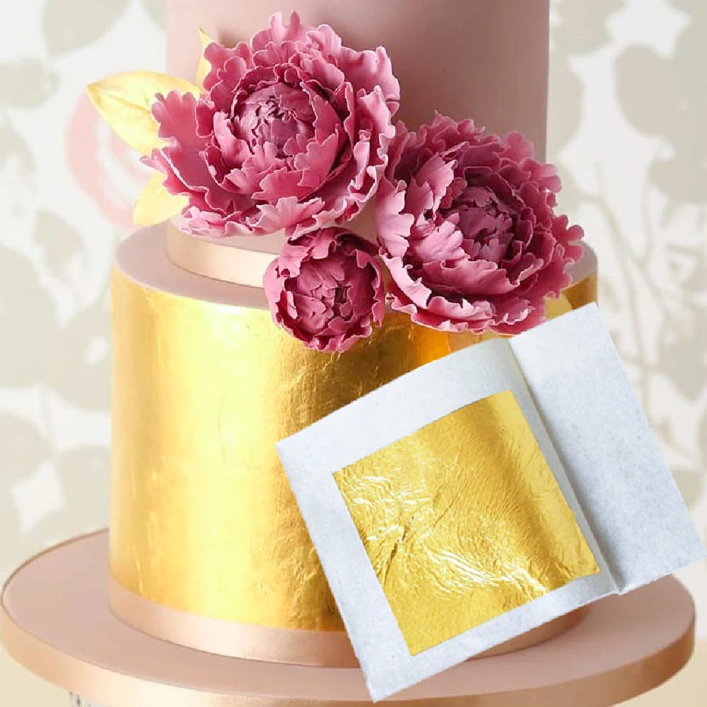 Transfer Edible Gold Leaves Foil Sheet 24K Crumbs Flakes for Cake Decoration Paint