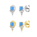 FUAMAY Fashion Aretes 925 Sterling Silver Opal Stud Earrings Blue Opal Earrings With Zircon