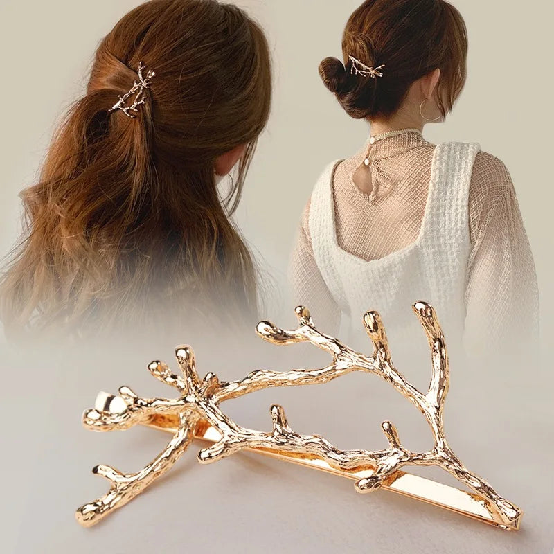 Vintage Gold Silver Tree Hair Clips Girls Knit Branch Hairpins Fashion Hairgrips Lady Elegance Barrettes Women Party