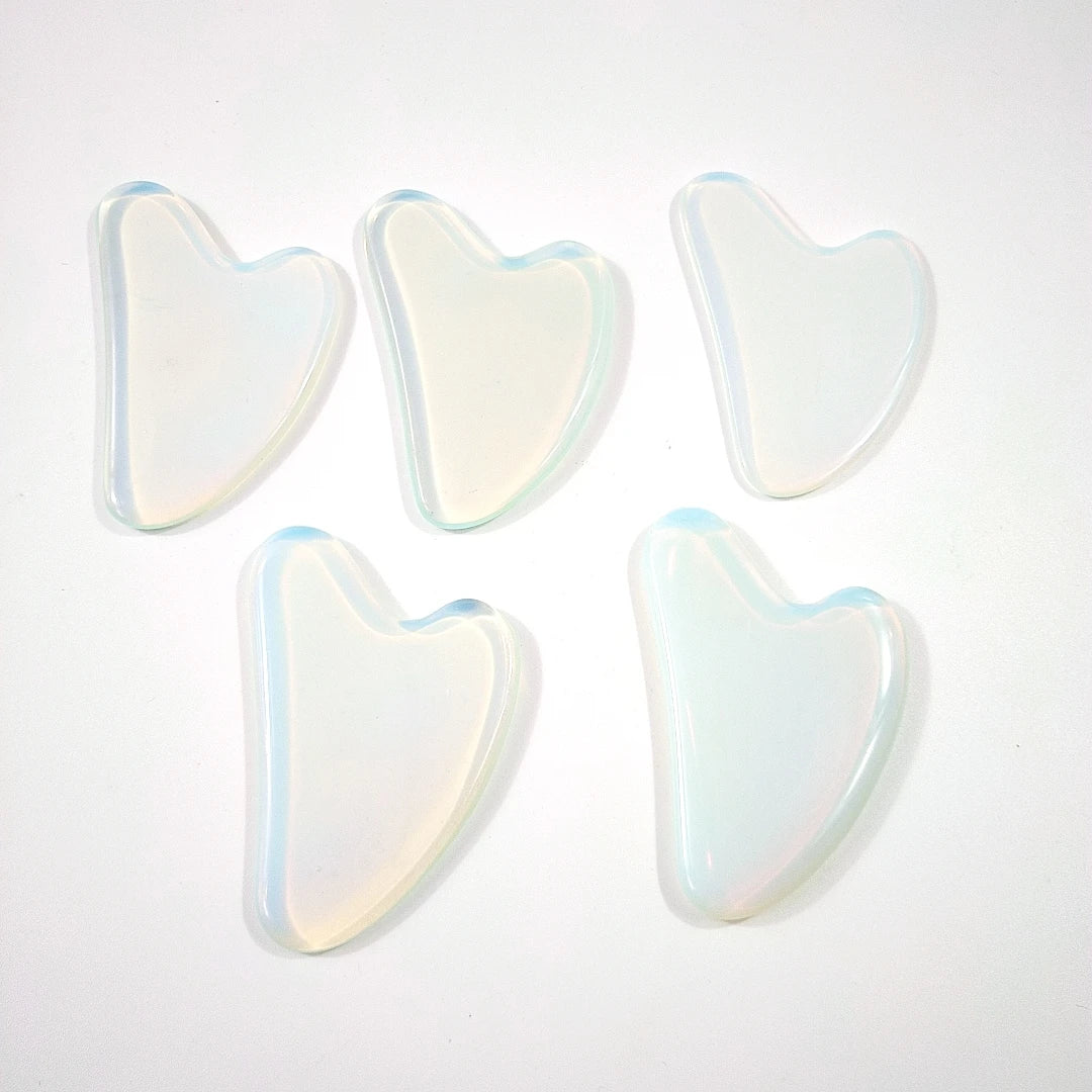 Huiying Hot Sale Heart Gem Guasha White Stone Scraping Massage Tool Opalite Board