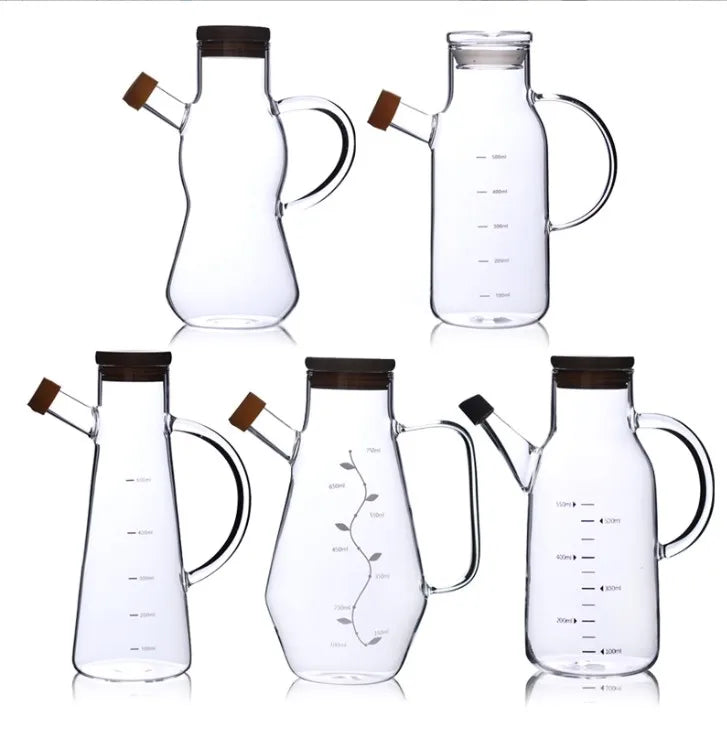 400ml Kitchen Glass Oiler Cup and Can with Handle Gourd Shape Creative Vinegar Soy Sauce Bottle Kitchen Oil Dispenser