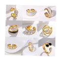 Vintage Style Oil Drop Heart Heart Geometric Design 18k Gold Plated Stainless Steel Ring for Women Jewelry Wholesale