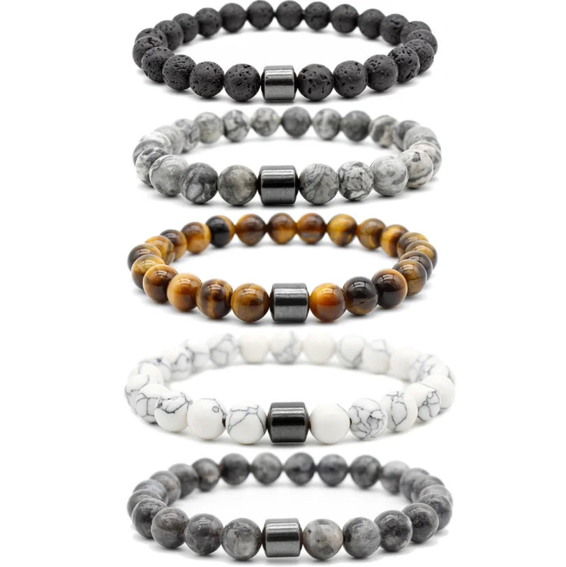 8mm Natural Stone Lava Stone Turquoise Bracelet Tiger Eye Beads Hematite Diy Glamour Jewelry Bracelet for Women Men Bracelet