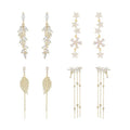 Korean Fashion 14K Real Gold Plating Inlay Zircon Crossed Pendant Earrings for Female Bridal Wedding Dangle Earrings 2023