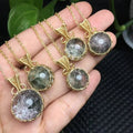 Handmade Wire Wrapped Healing Crystal Pendant Natural Garden Quartz Wire Wrapped Pendants for Spiritual Healing